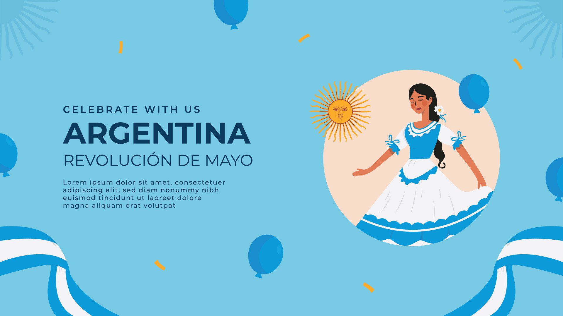 Flat 25 de mayo celebration argentina banner template 45790300 Vector