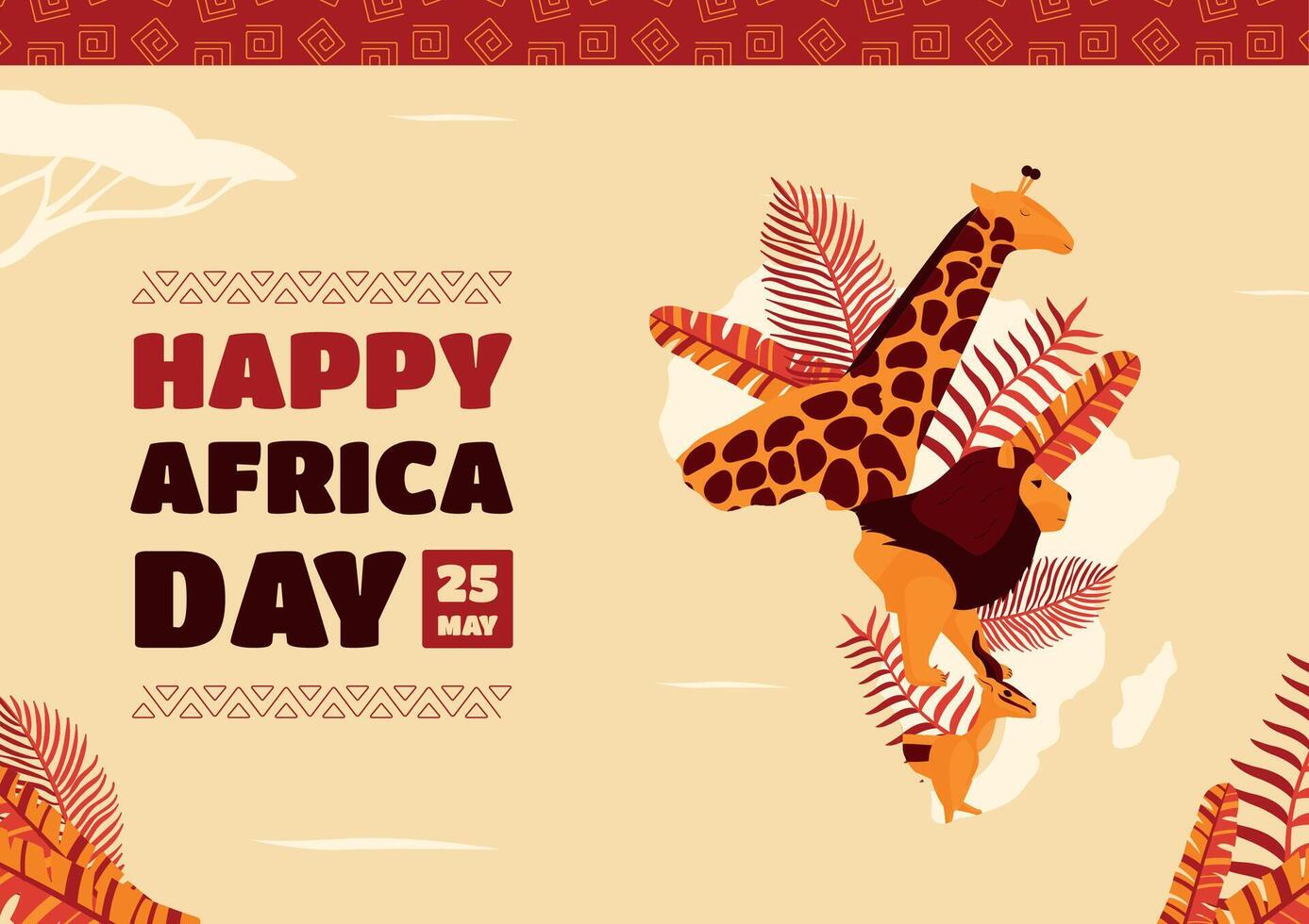Flat africa day horizontal invitation template vector