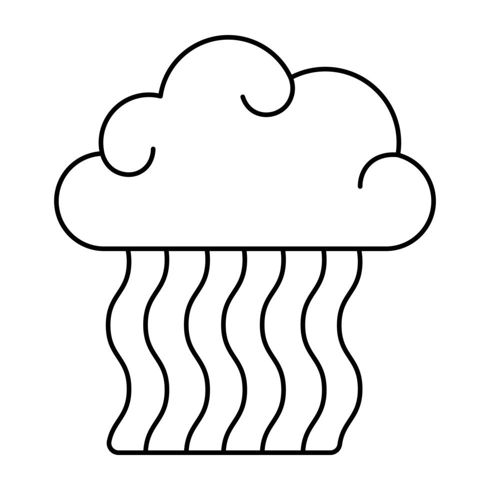 rainbow and cloud y2k element line icon. vector