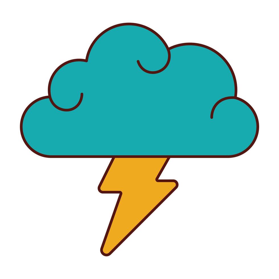 lightning and cloud y2k elements vector