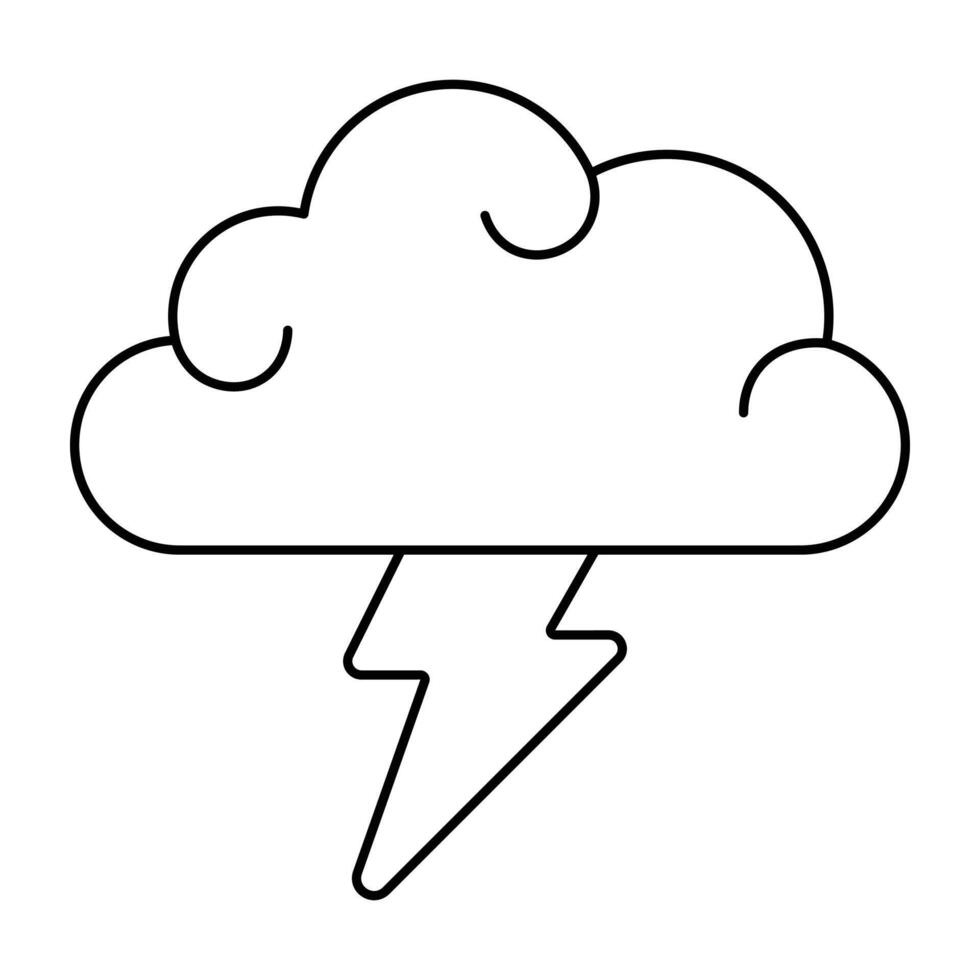 lightning and cloud y2k element line icon. vector