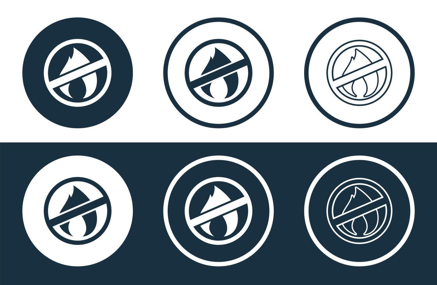 Set of Fire Resistant icons isolated flat and outline style illustration vector