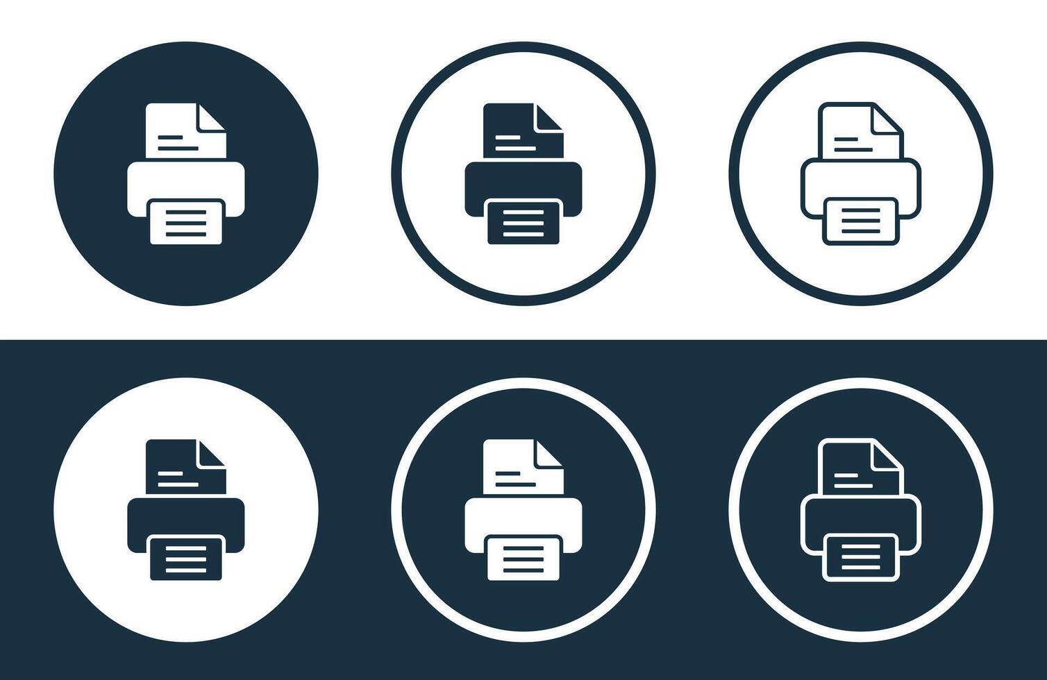 Set of Printer icons isolated flat and outline style illustration vector
