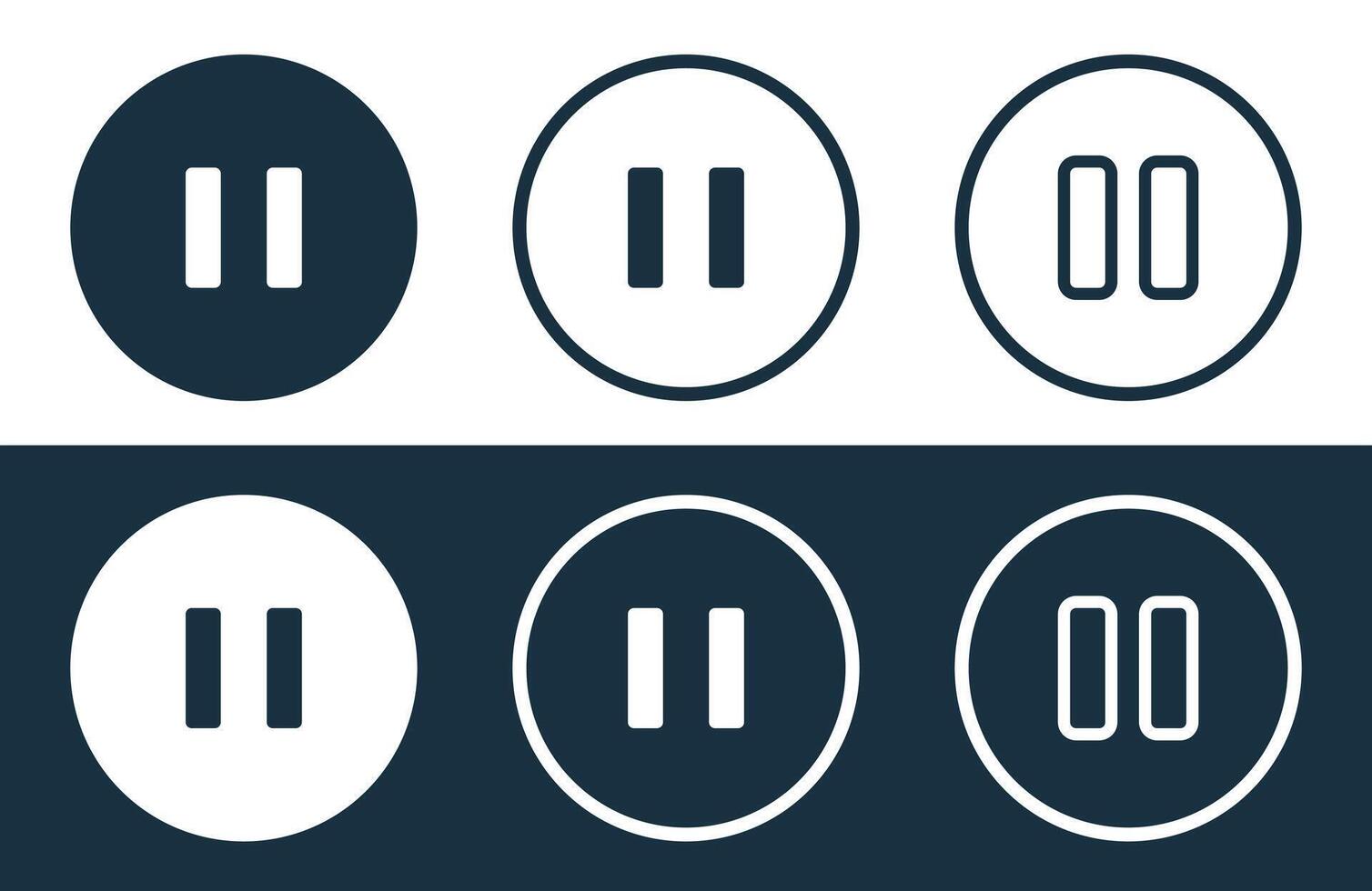 Set of Pause icons isolated flat and outline style illustration vector