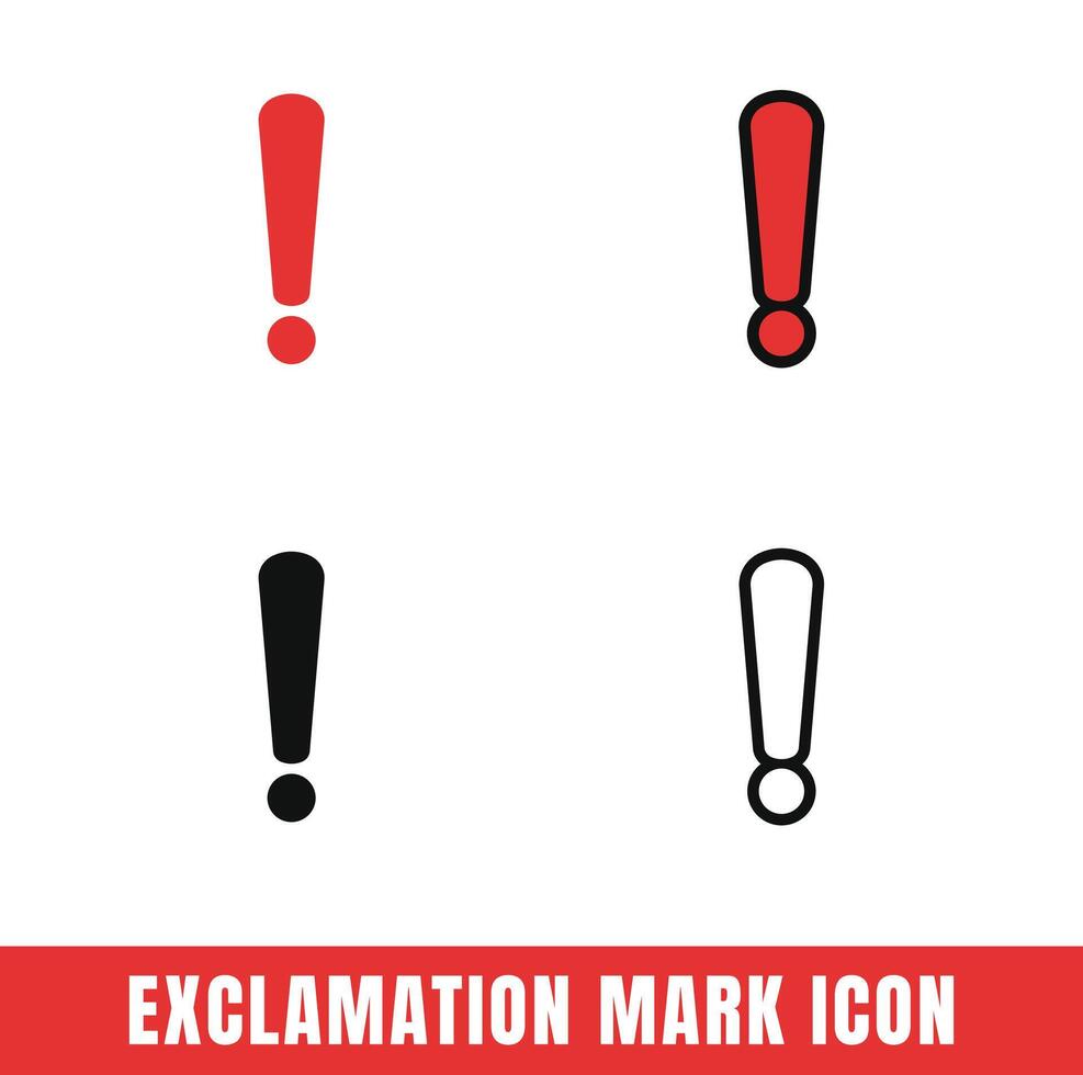 Simple Exclamation Mark icons in different designs set vector