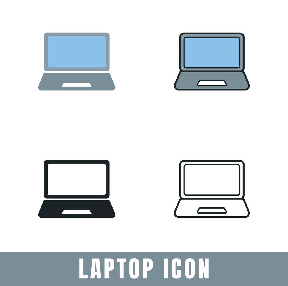 Simple Laptop icons in different designs set vector