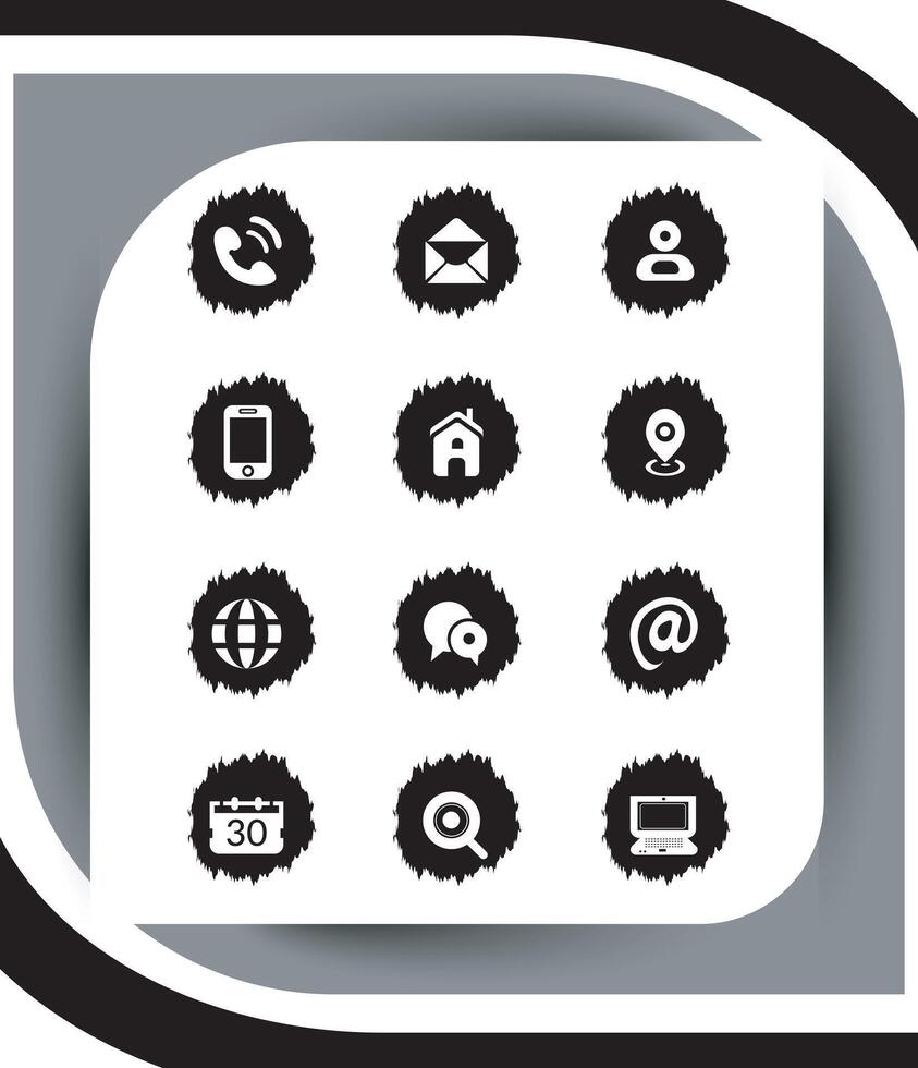 Contact related icon set, Essential Flat Stroke Circular Web Icon Set Phone Contact Location Button, Web icon, contact us icon, address, location, email, phone, Contact information symbols collection vector