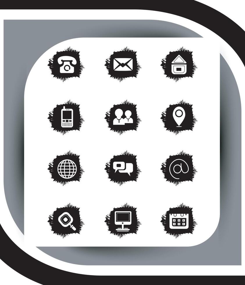 Contact related icon set, Essential Flat Stroke Circular Web Icon Set Phone Contact Location Button, Web icon, contact us icon, address, location, email, phone, Contact information symbols collection vector