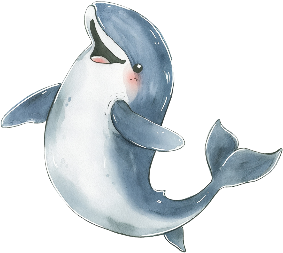 Cute Vaquita Singing Moon Songs watercolor png