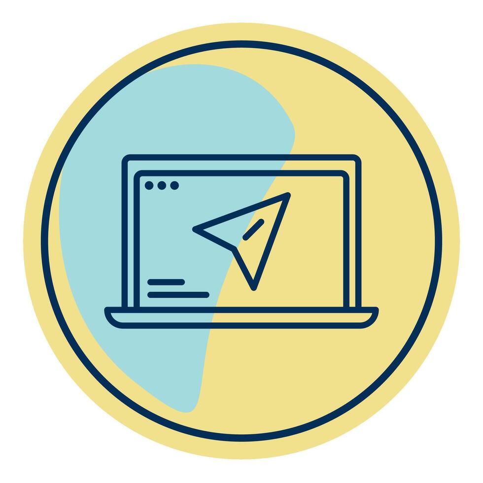 laptop icon and message symbol, post office equipment icon vector