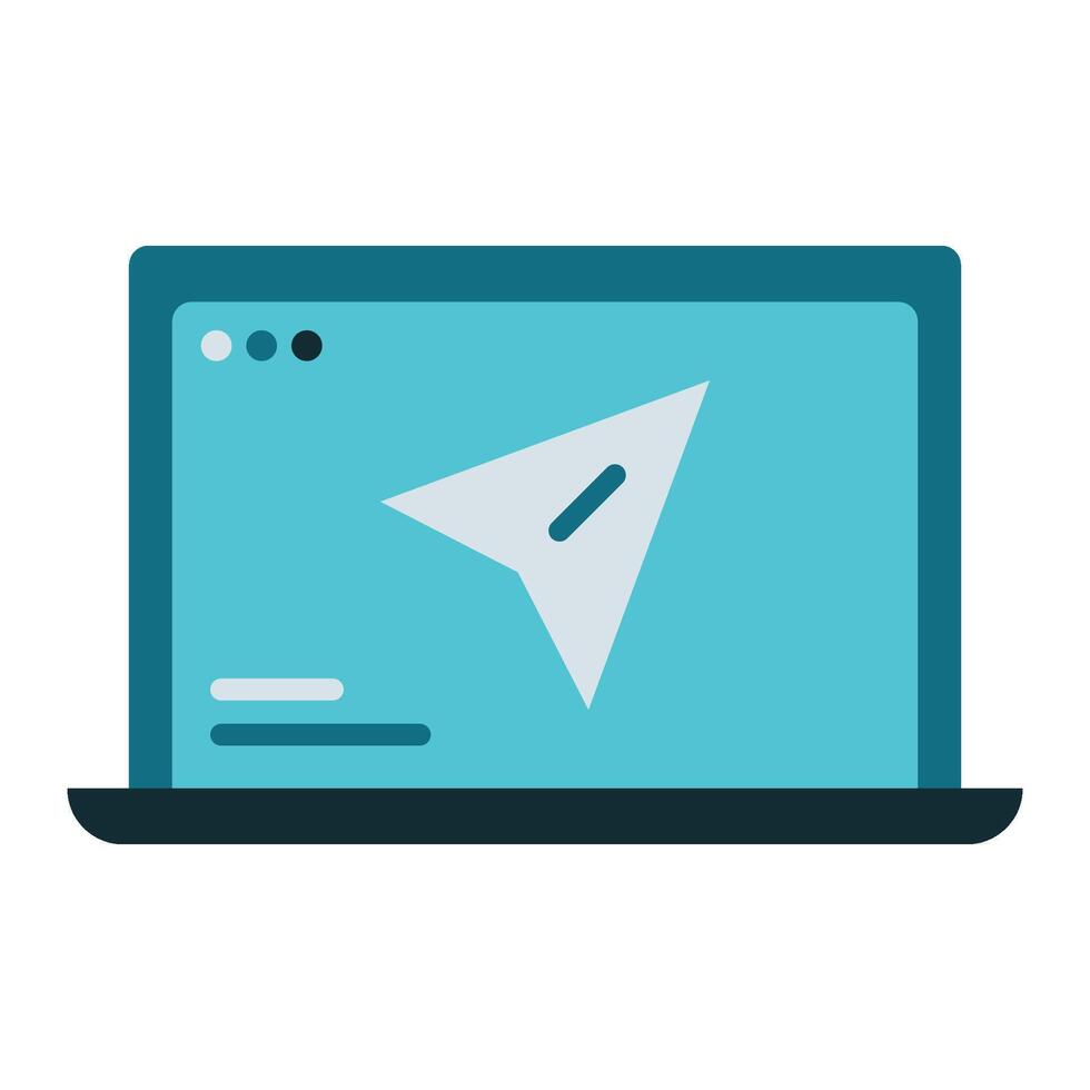 laptop icon and message symbol, post office equipment icon vector