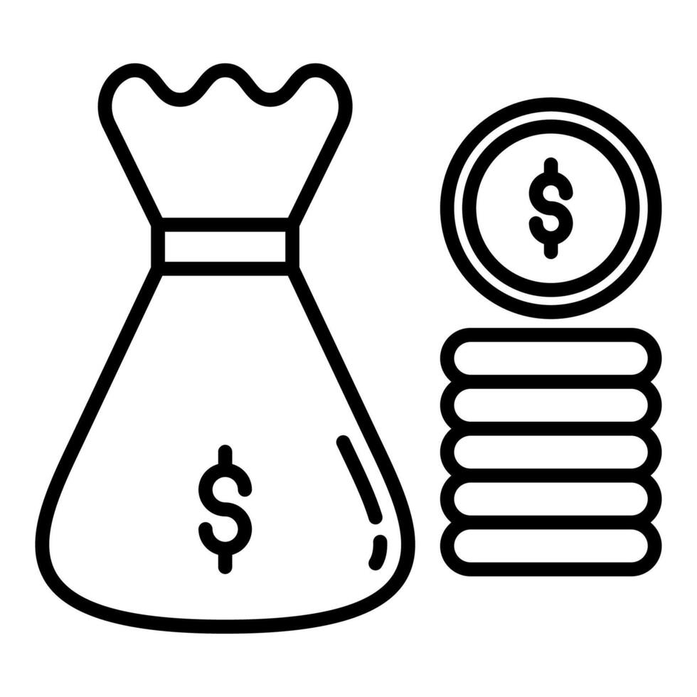 money and money sack, bookkeeping and business icon vector