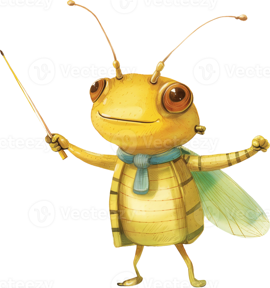 Cute Cricket Conducting Orchestra png