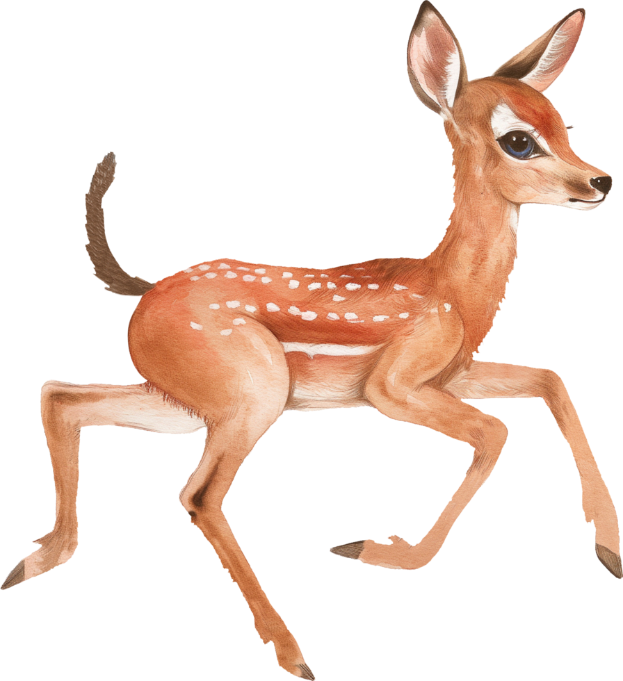 Cute Impala Sprinting with Spirits watercolor png