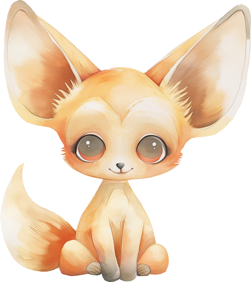 Cute Fennec Fox Listening to the Earth watercolor png