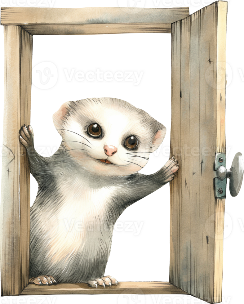 Cute Ferret Unlocking Door png