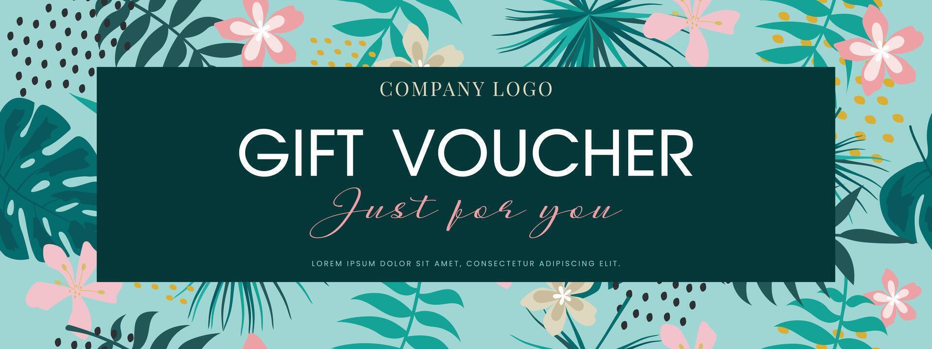 Gift voucher template on tropical background. vector