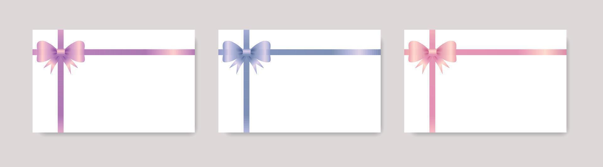 Blank gift card templates with bow. vector