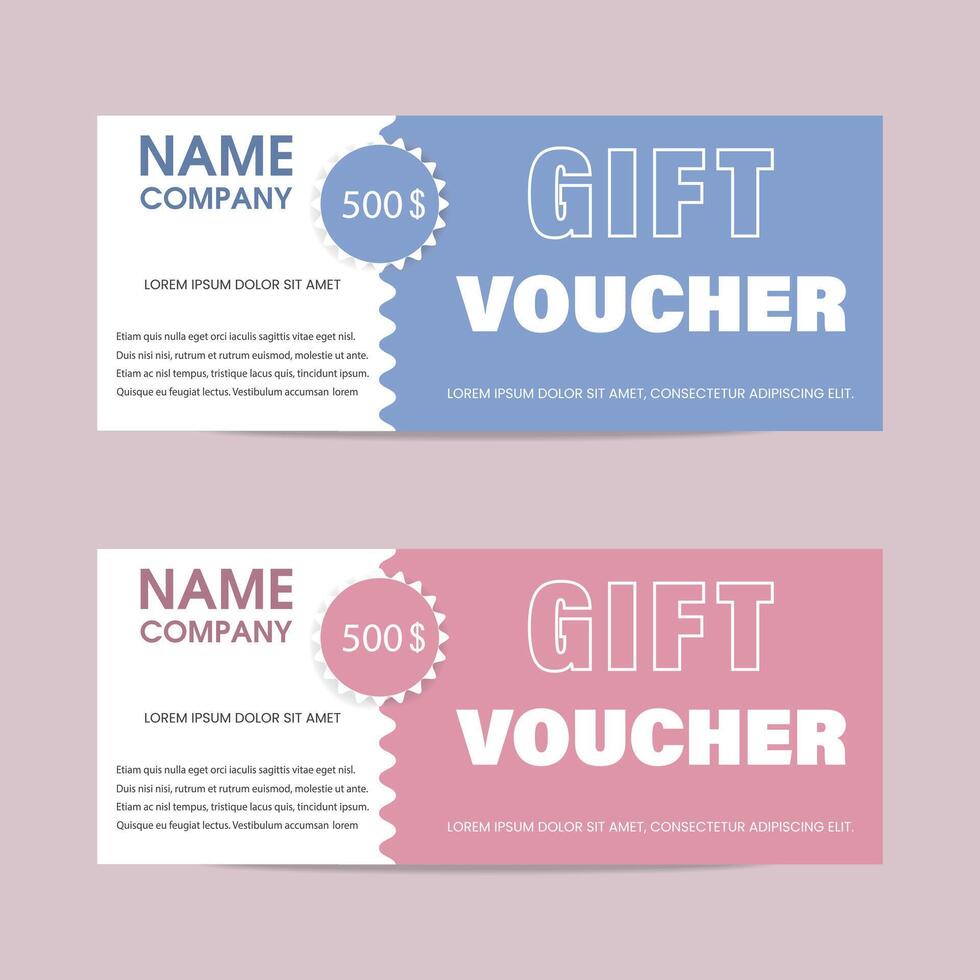 A set of gift vouchers in a minimalist style. Gift coupon, template. vector