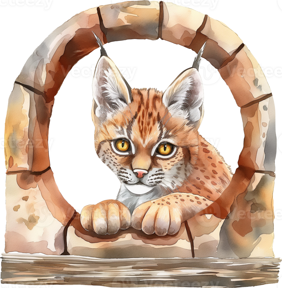 Cute Lynx Gazing Through Portal png