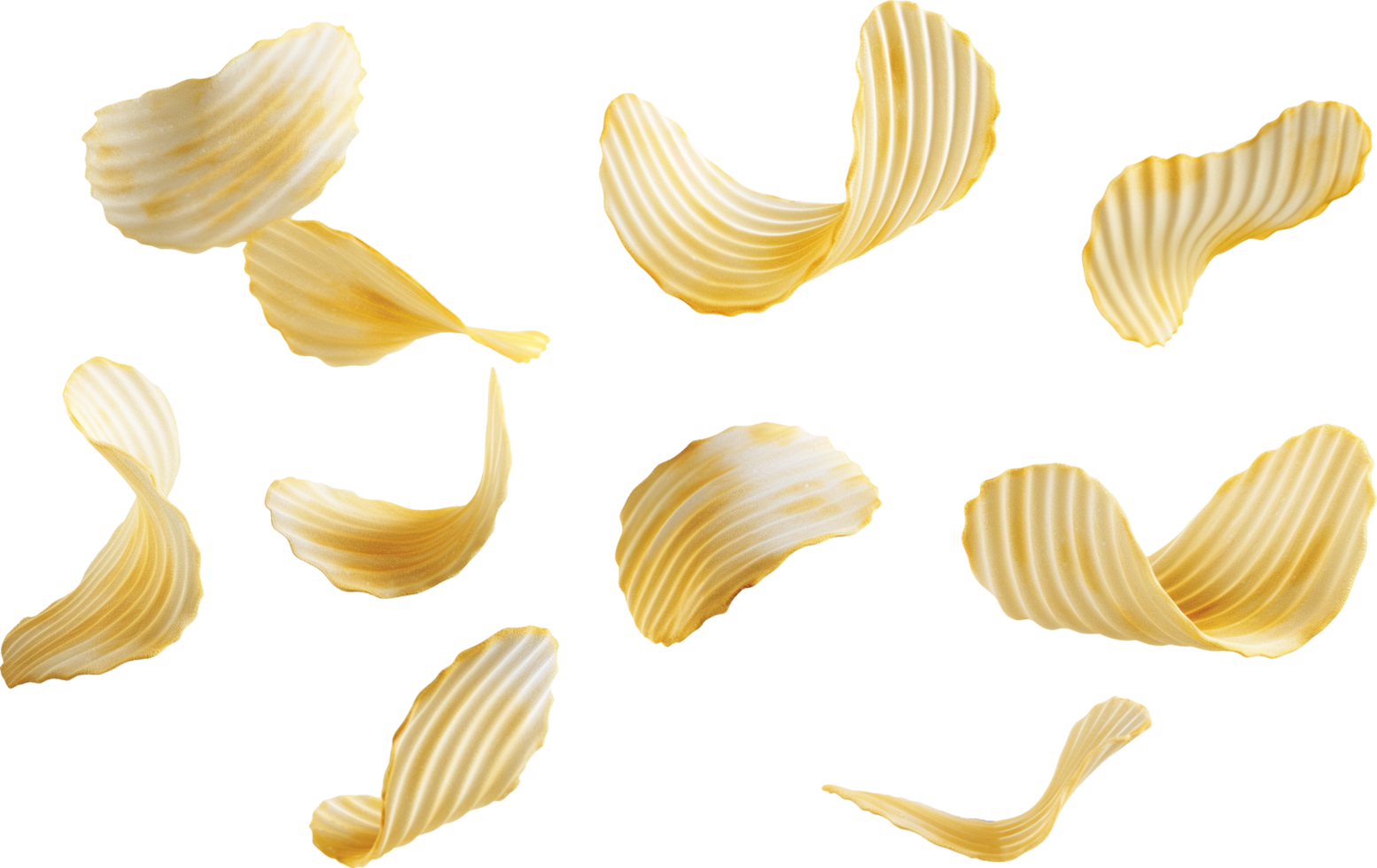 flying and falling ridged potato chips watercolor png