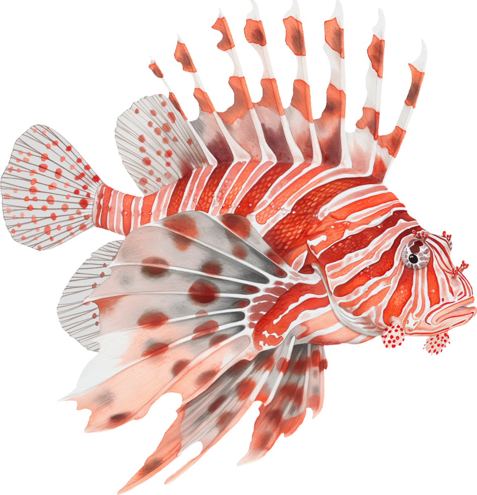 Red Lionfish watercolor png