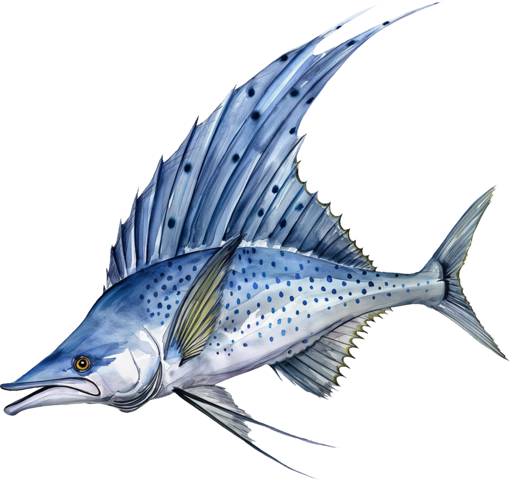 Indo-Pacific Sailfish watercolor png