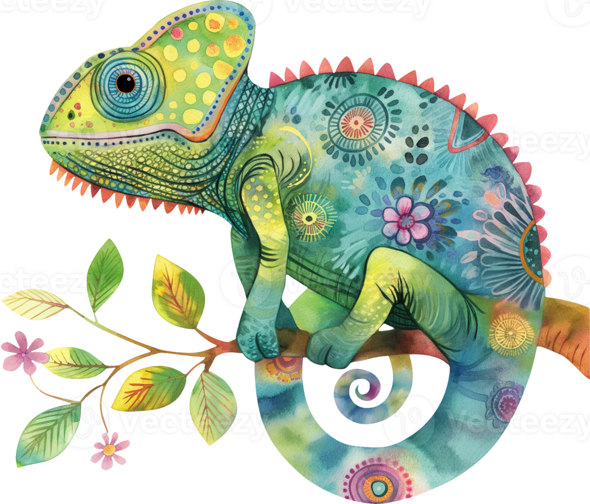Cute Chameleon Changing Patterns png