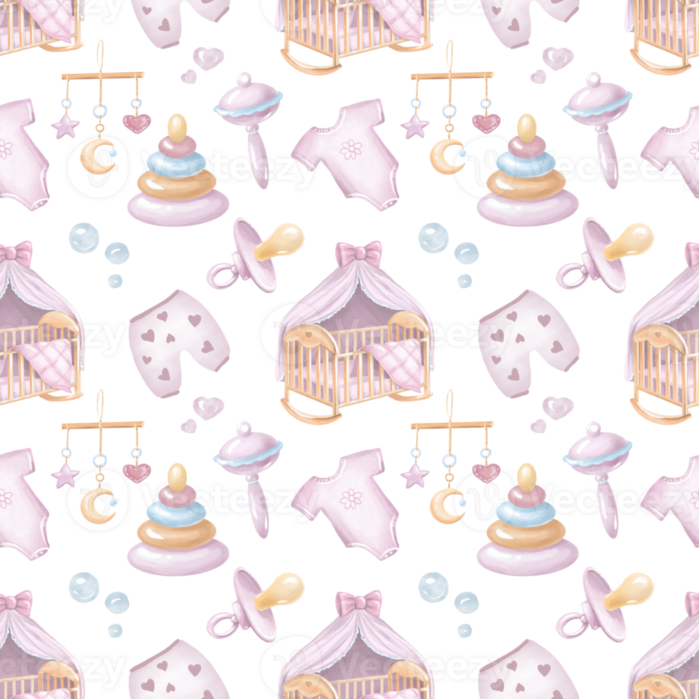 Baby girl seamless pattern png