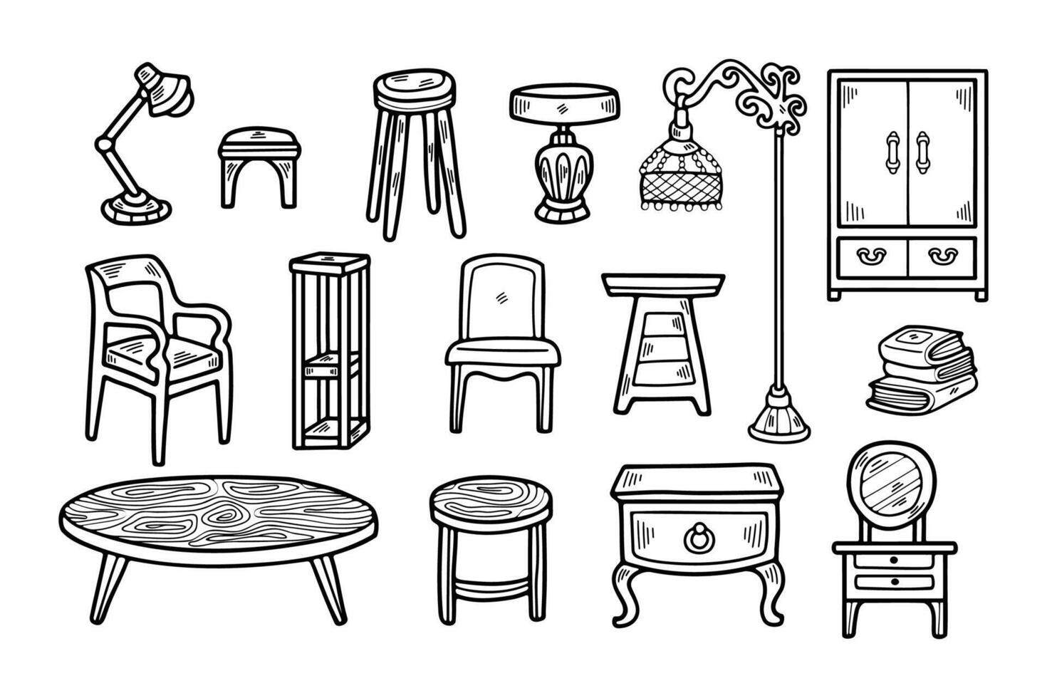 black and white furnitures set on background vector