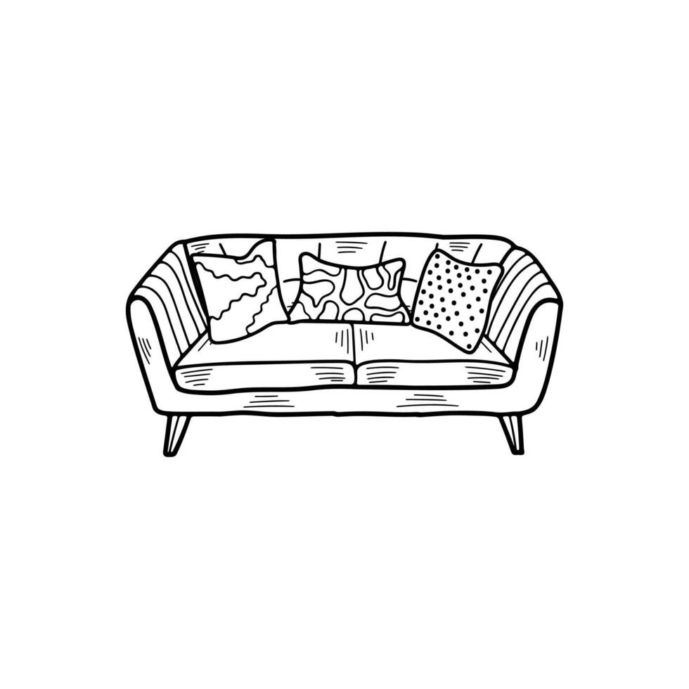 isolate black and white sofa on background vector