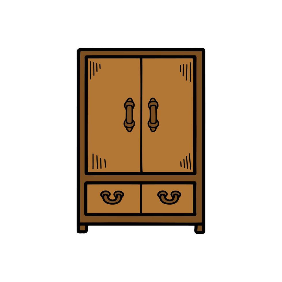 isolate wood wardrobe on background vector