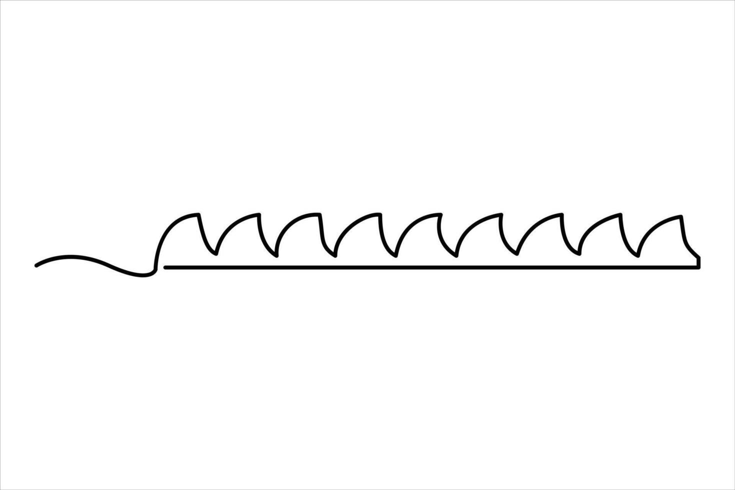 Continuous one line drawing of ocean sea wave outline line art illustration vector