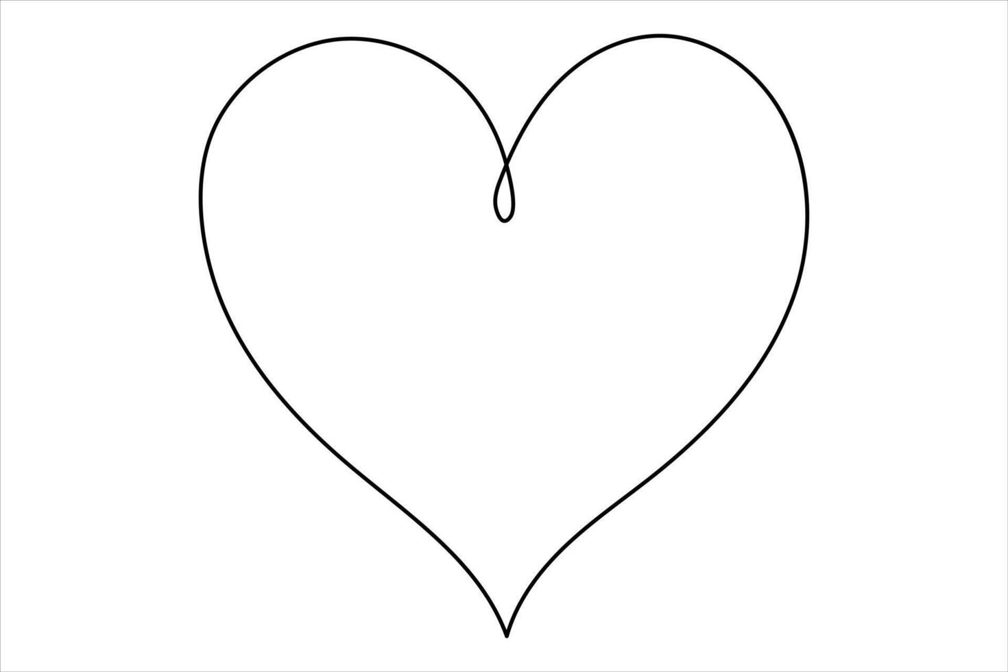 Heart continuous one line art drawing color shape Love sign outline illustration vector