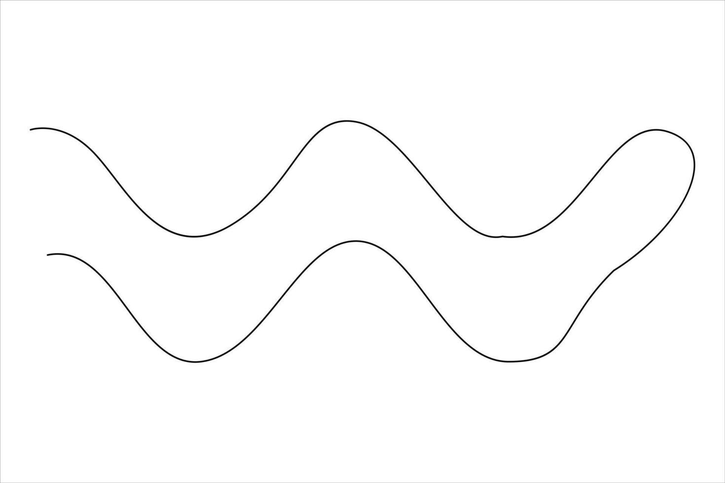 Continuous one line drawing of ocean sea wave outline line art illustration vector