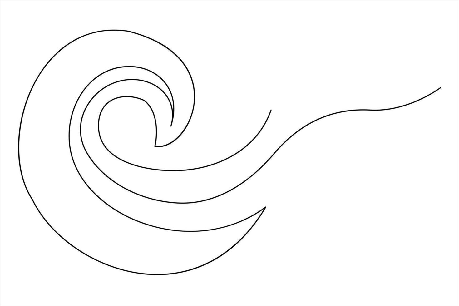 Continuous one line drawing of ocean sea wave outline line art illustration vector