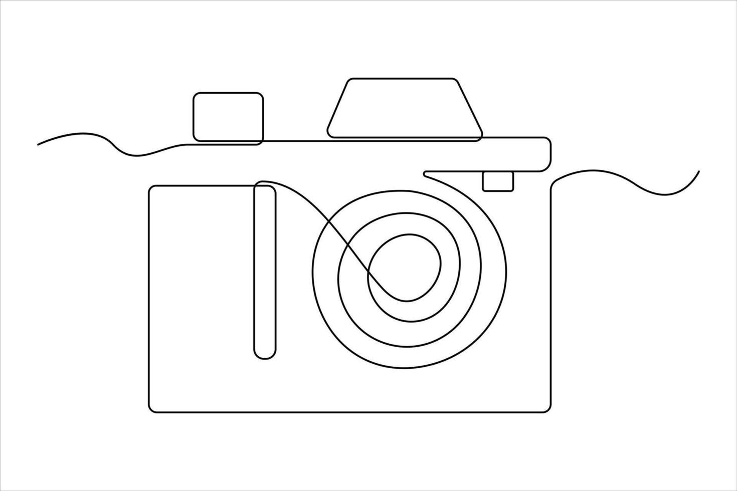 continuous single line drawing Line art of retro photo camera icon illustration vector