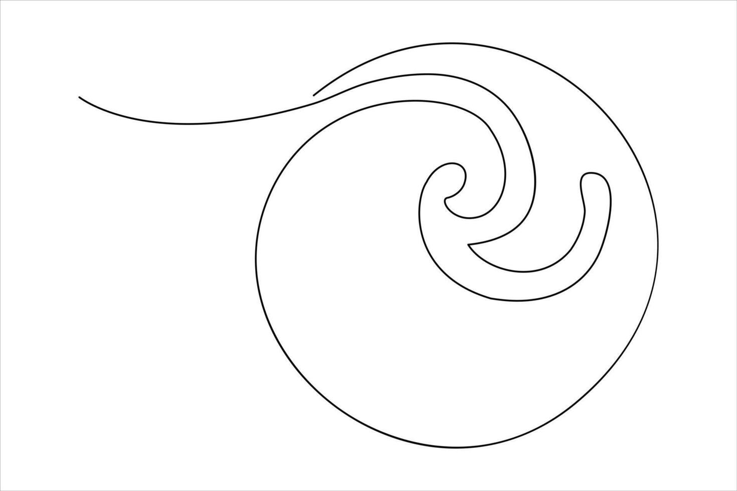 Continuous one line drawing of ocean sea wave outline line art illustration vector