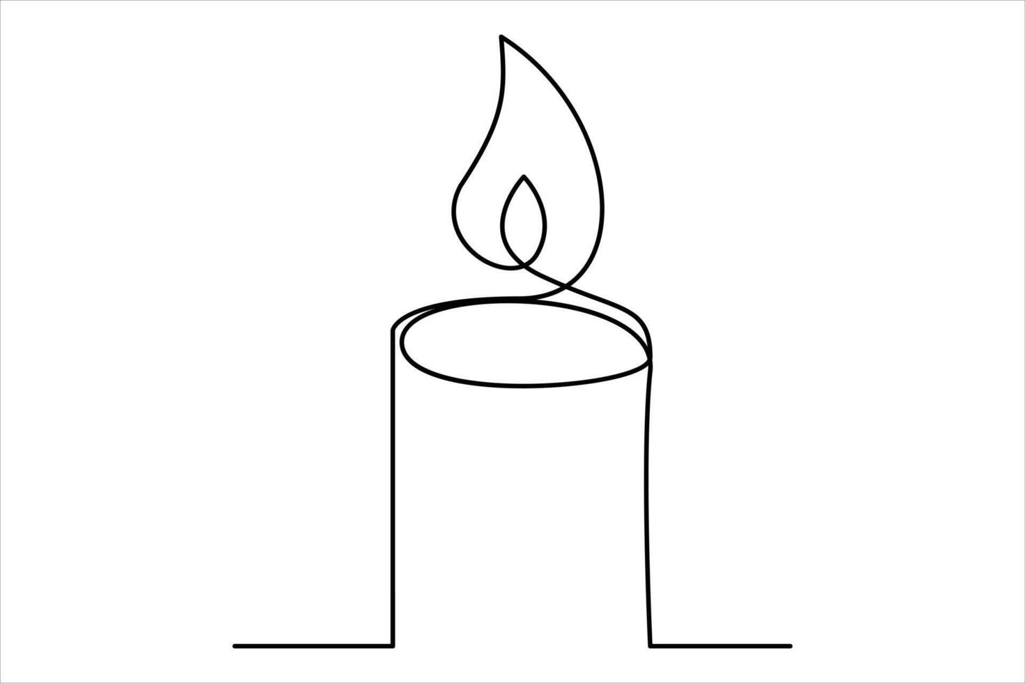 Burning fire candle continuous one line drawing isolated on white illustration vector