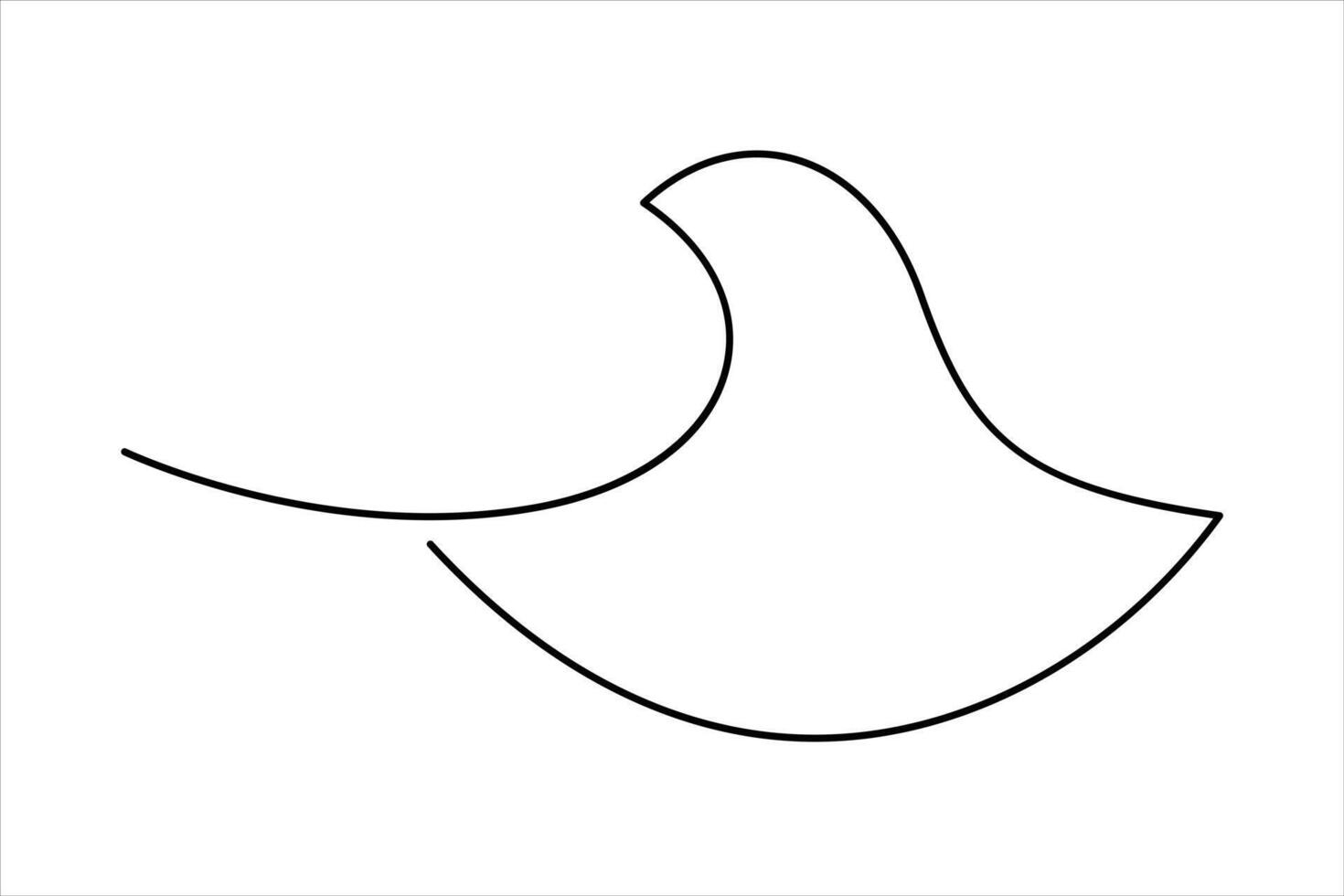 Continuous one line drawing of ocean sea wave outline line art illustration vector