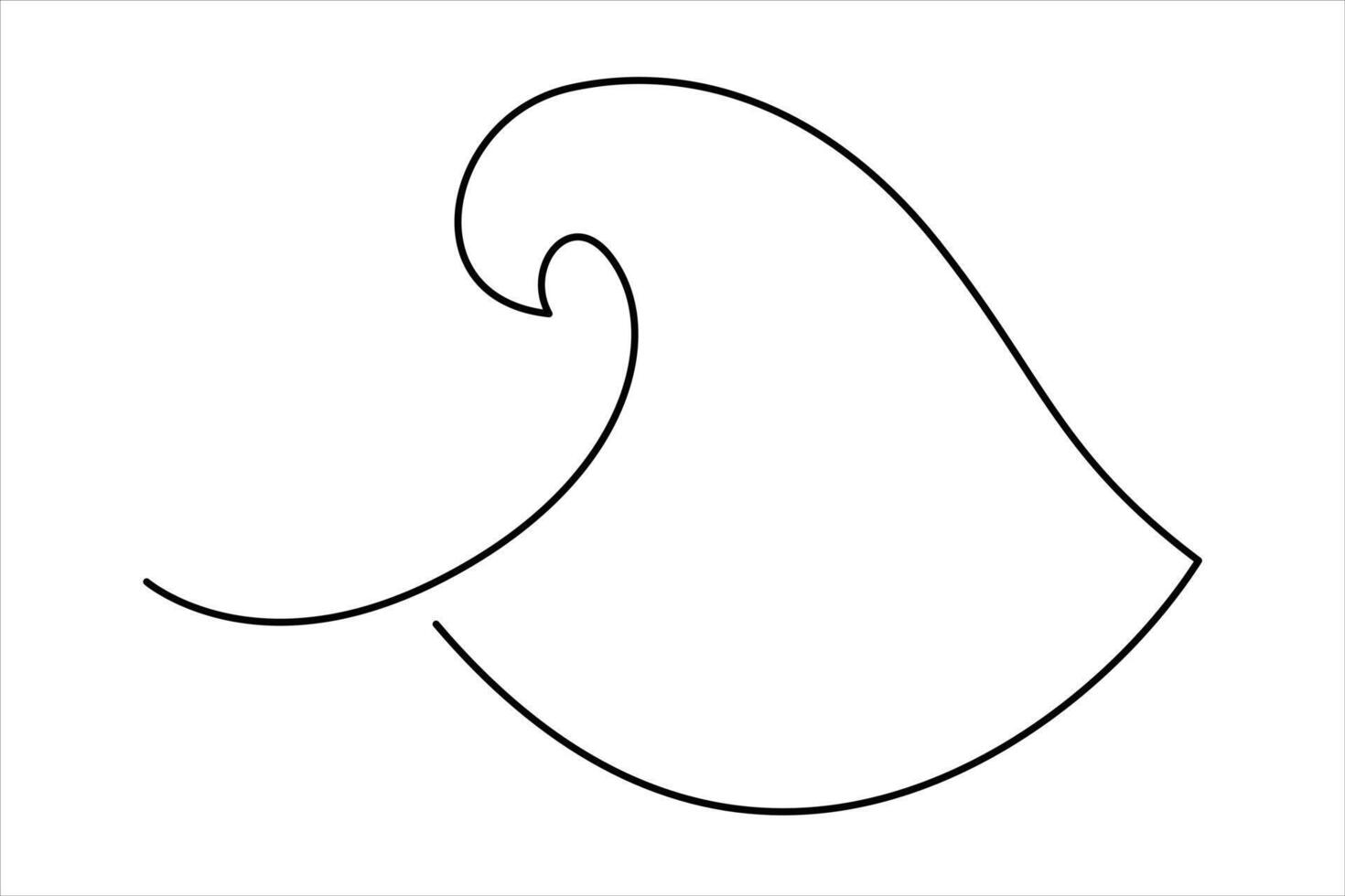 Continuous one line drawing of ocean sea wave outline line art illustration vector
