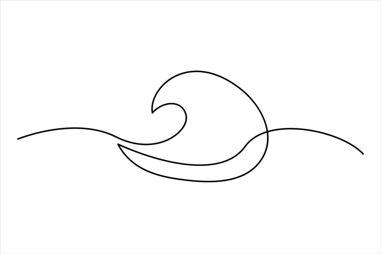 Continuous one line drawing of ocean sea wave outline line art illustration vector