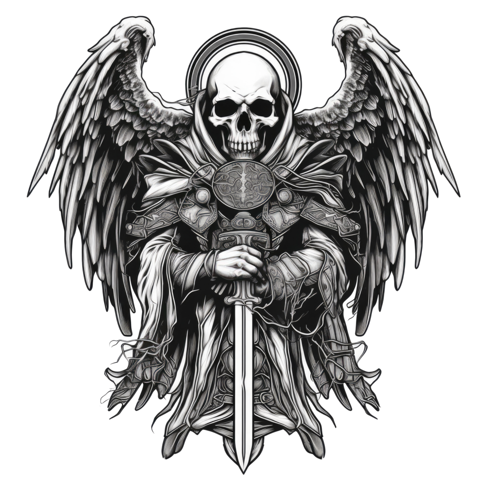 dead angel skull illustration png