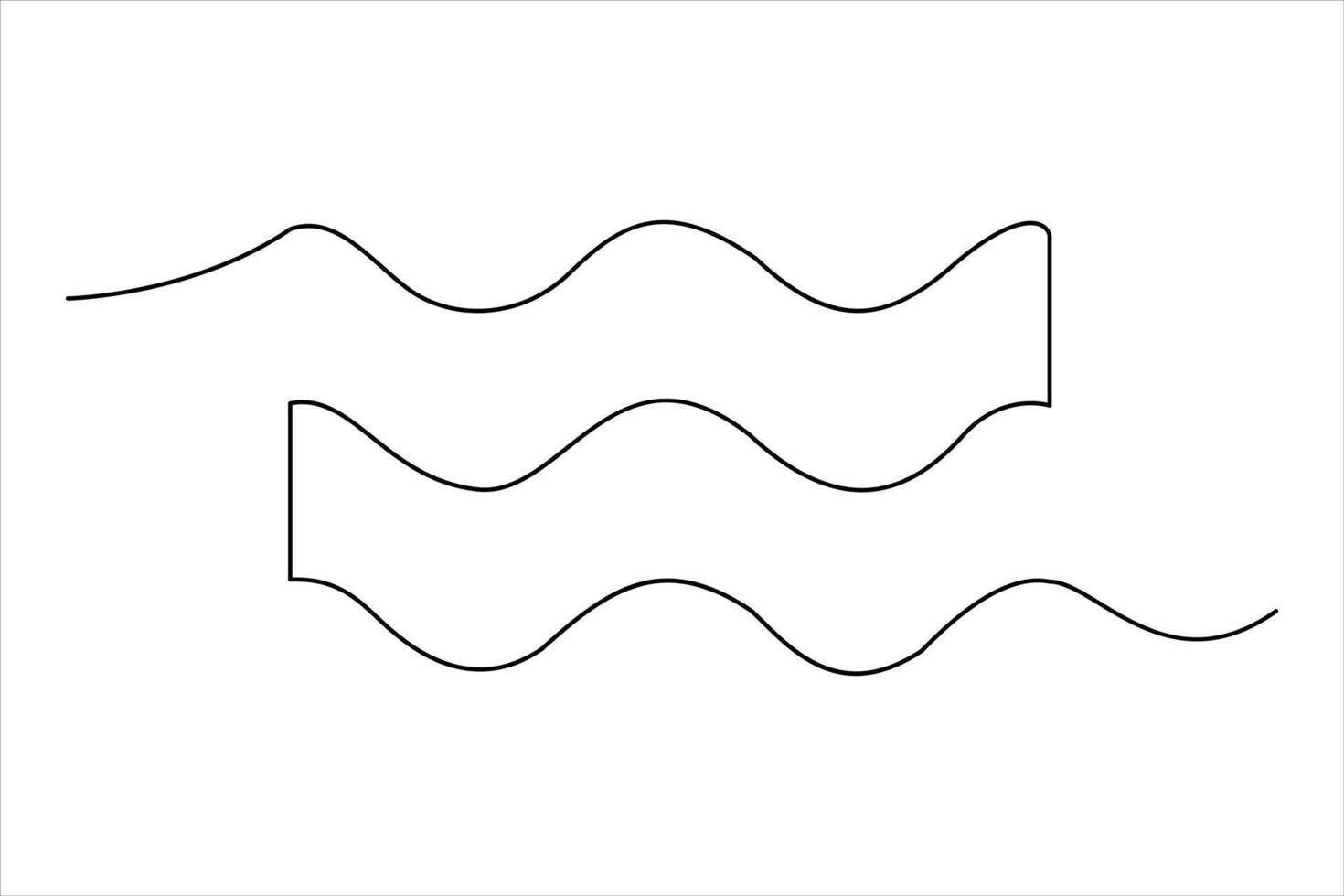 Continuous one line drawing of ocean sea wave outline line art illustration vector