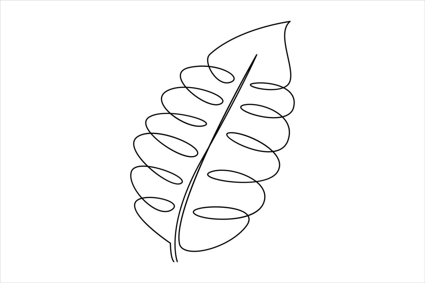 Continuous one line drawing of Leaf outline art illustration isolated on white background vector