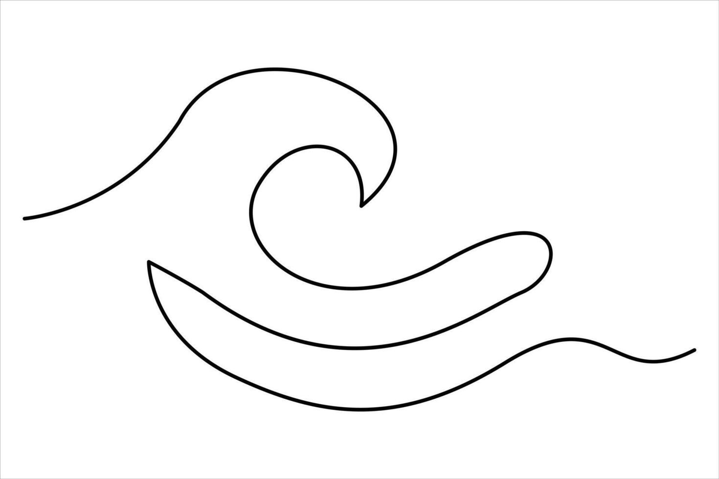 Continuous one line drawing of ocean sea wave outline line art illustration vector