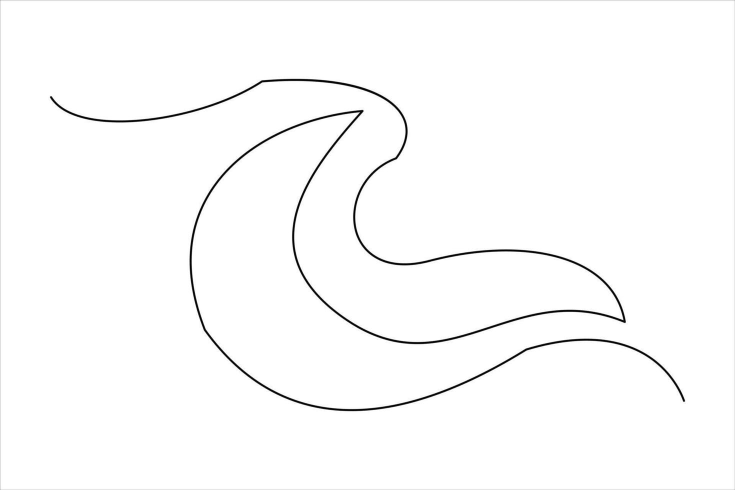 Continuous one line drawing of ocean sea wave outline line art illustration vector