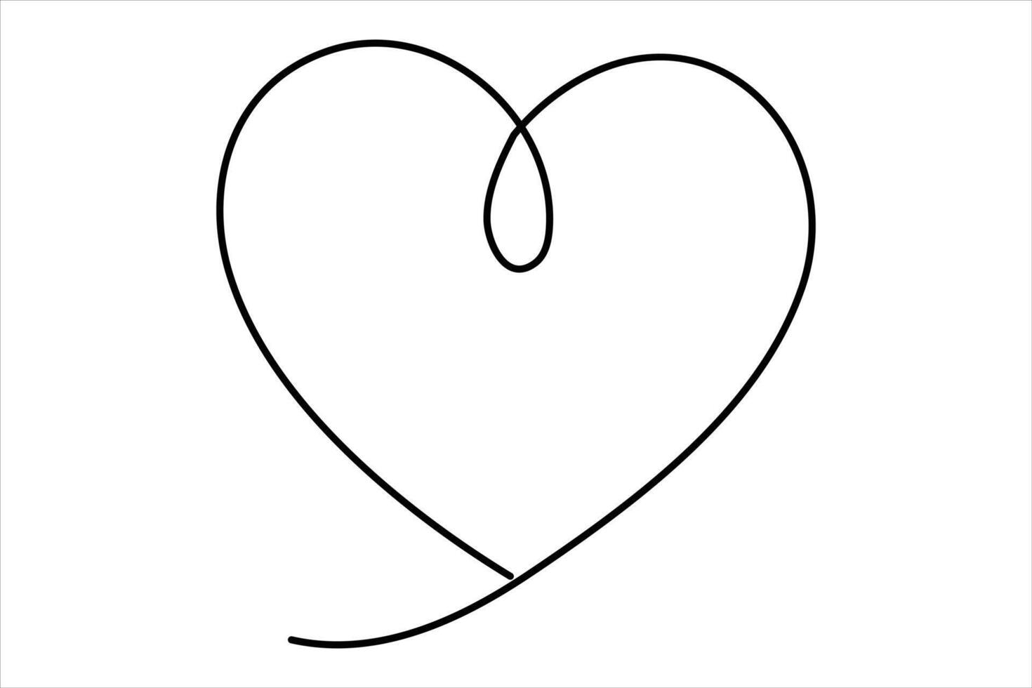 Heart continuous one line art drawing color shape Love sign outline illustration vector