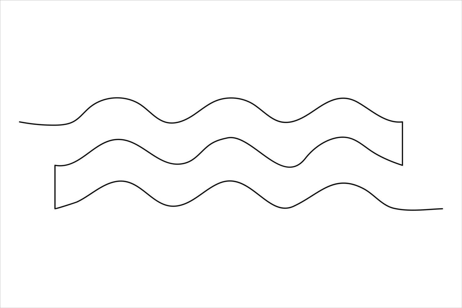 Continuous one line drawing of ocean sea wave outline line art illustration vector