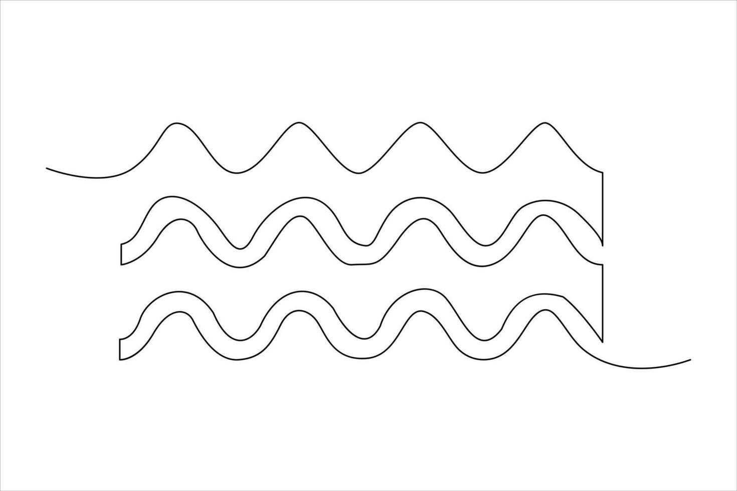 Continuous one line drawing of ocean sea wave outline line art illustration vector